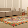 Vintage Isparta Turkish Area Rug 6x9 ft — Green & Orange Floral
