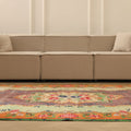 Vintage Isparta Turkish Area Rug 6x9 ft — Green & Orange Floral