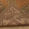 Vintage Muğla Turkish Area Rug 5x8 ft — Brown & Orange Geometric