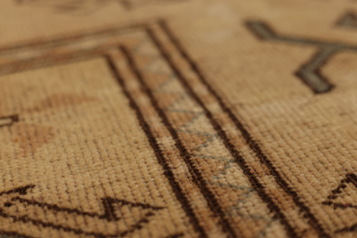 Vintage Muğla Turkish Area Rug 5x8 ft — Brown & Orange Geometric