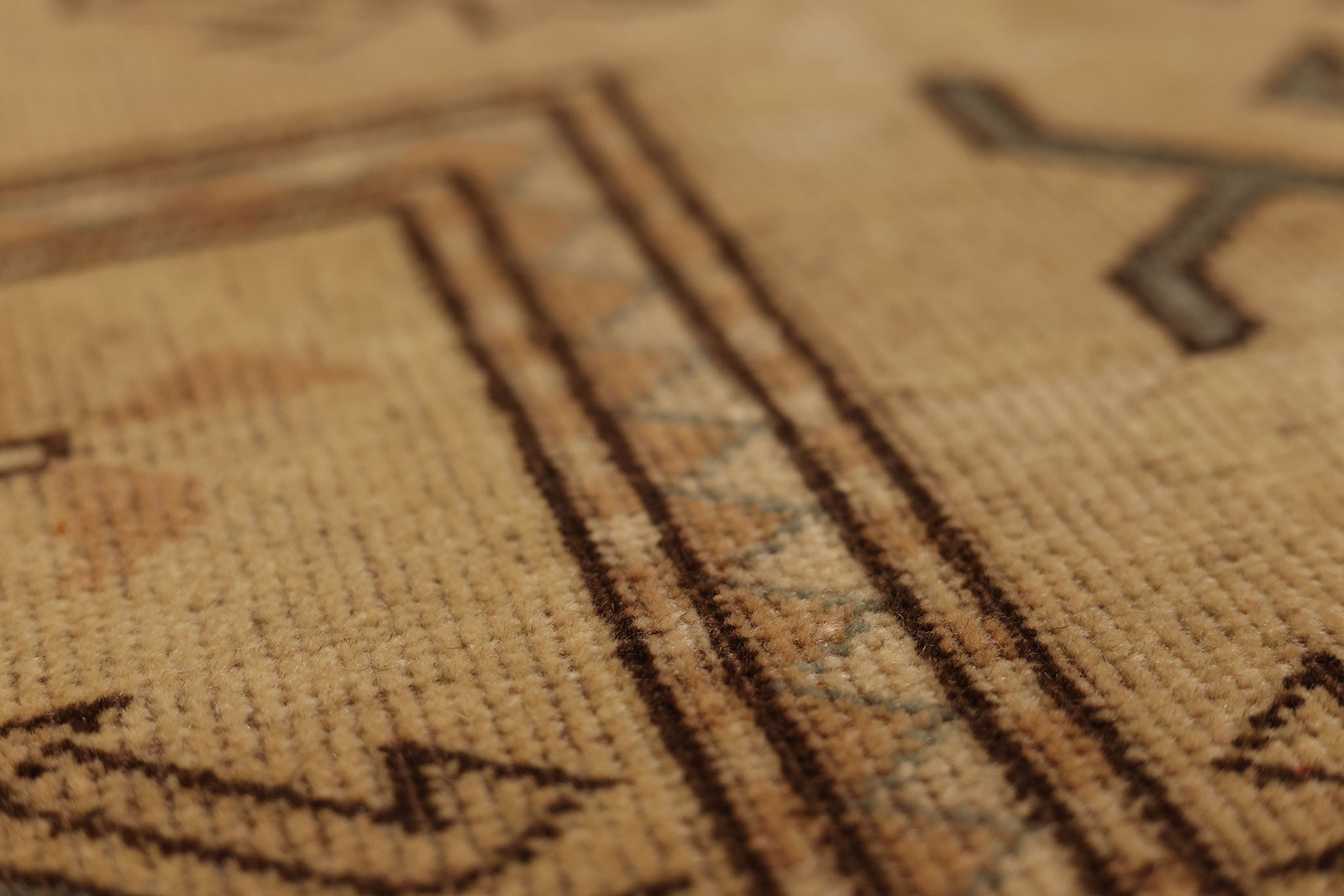 Vintage Muğla Turkish Area Rug 5x8 ft — Brown & Orange Geometric