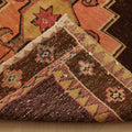Vintage Kars Turkish Area Rug 5x10 ft — Brown & Pink Geometric