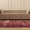 Vintage Isparta Turkish Area Rug 6x9 ft — Red & Beige Distressed