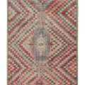 Vintage Isparta Turkish Area Rug 5x9 ft — Beige & Red Geometric