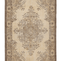 Vintage Isparta Turkish Area Rug 5x9 ft — Beige & Brown Floral (No. 39297)