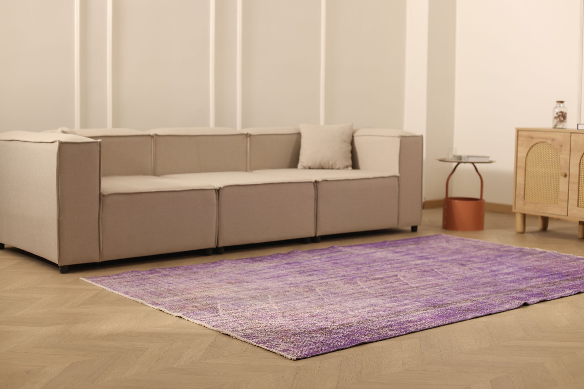 Vintage Manisa Turkish Area Rug 5x8 ft — Pink Overdyed
