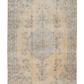 Vintage Isparta Turkish Area Rug 5x8 ft — Beige & Blue Floral (No. 39309)