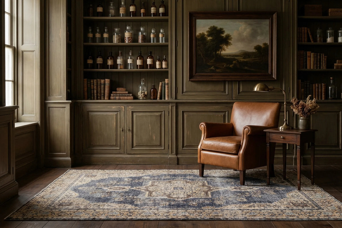 Turkish Area Rug in a styled room