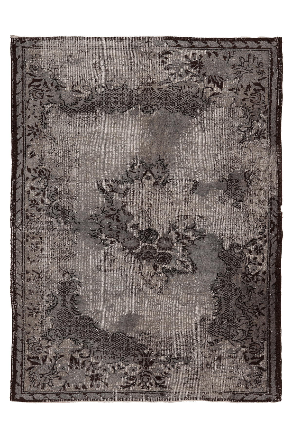 Vintage Isparta Turkish Area Rug 6x8 ft — Gray Floral