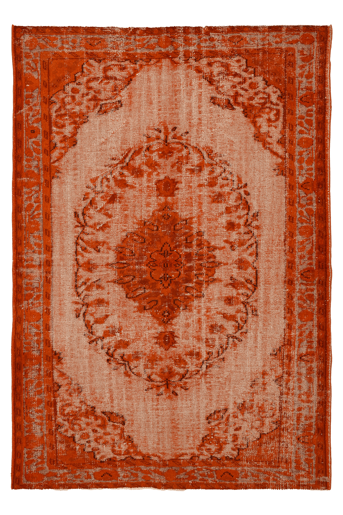 Vintage Manisa Turkish Area Rug 5x8 ft — Orange Distressed