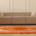 Vintage Manisa Turkish Area Rug 5x8 ft — Orange Distressed