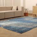 Vintage Isparta Turkish Area Rug 6x10 ft — Blue & Gray Overdyed (No. 39332)