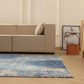 Vintage Isparta Turkish Area Rug 6x10 ft — Blue & Gray Overdyed (No. 39332)