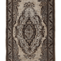 Vintage Manisa Turkish Area Rug 5x9 ft — Beige & Brown Floral (No. 39333)