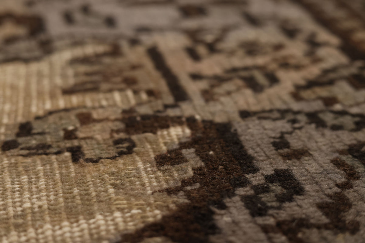 Vintage Manisa Turkish Area Rug 5x9 ft — Beige & Brown Floral (No. 39333)