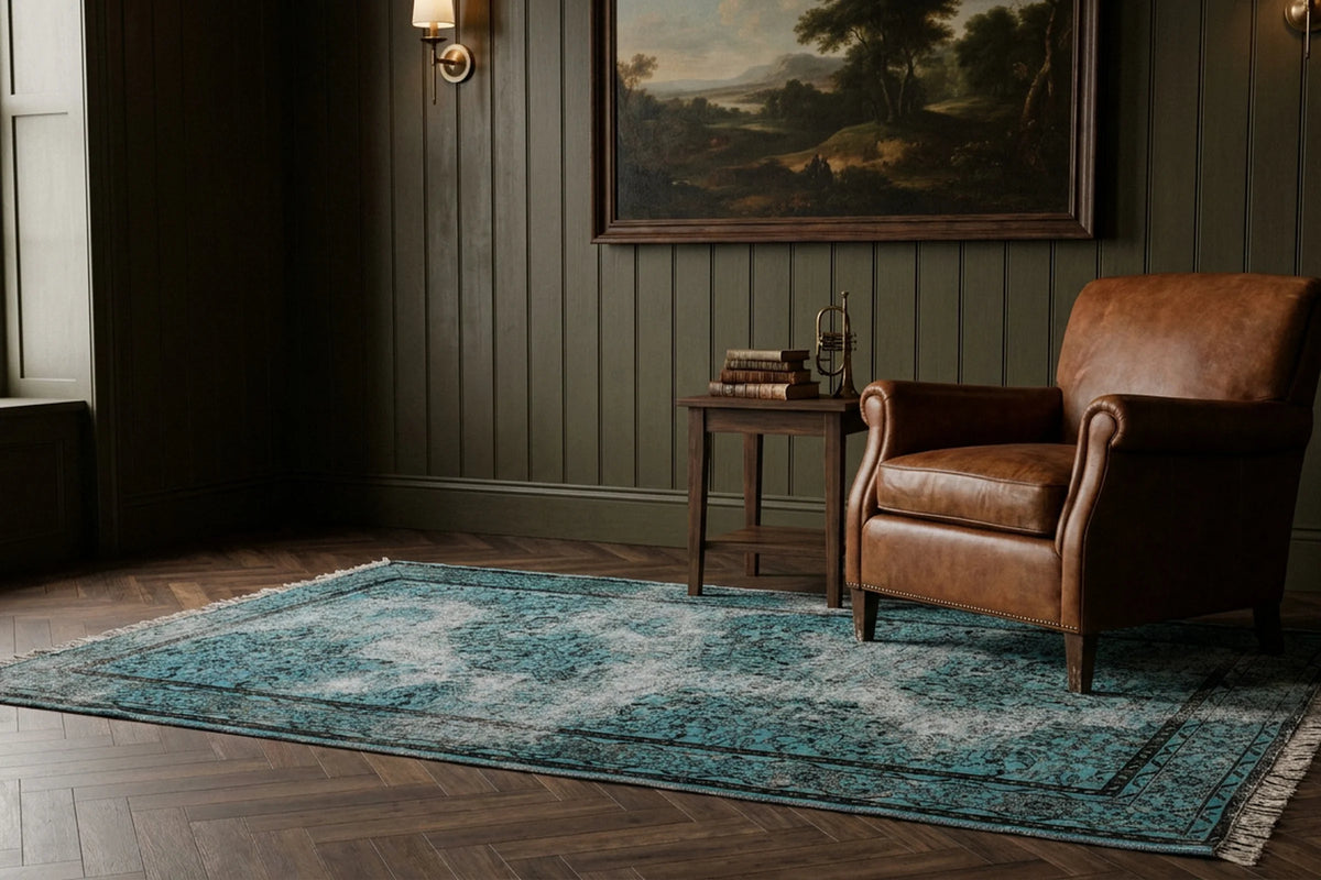 Turkish Area Rug in a styled room