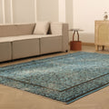 Vintage Isparta Turkish Area Rug 6x10 ft — Blue & Gray Overdyed
