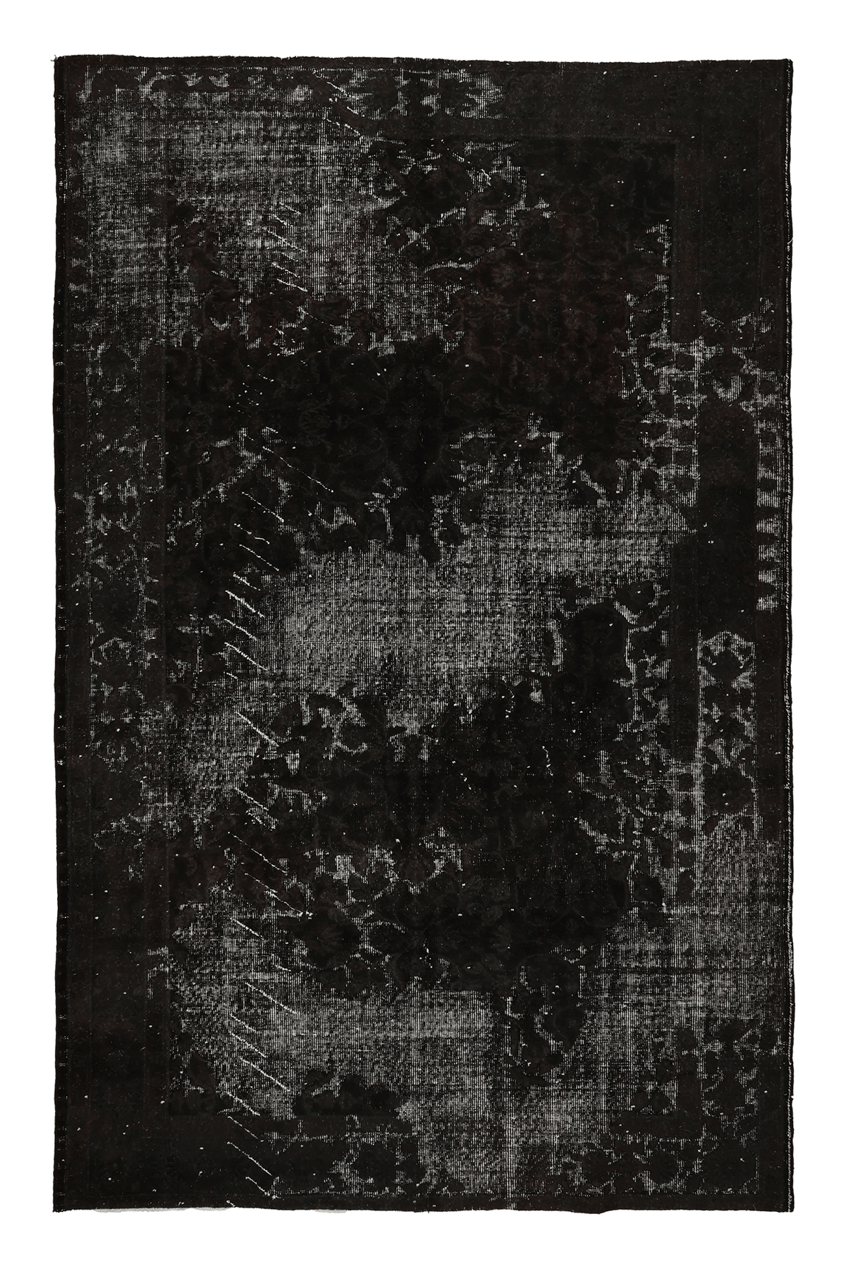 Vintage Isparta Turkish Area Rug 5x9 ft — Gray Overdyed (No. 39344)