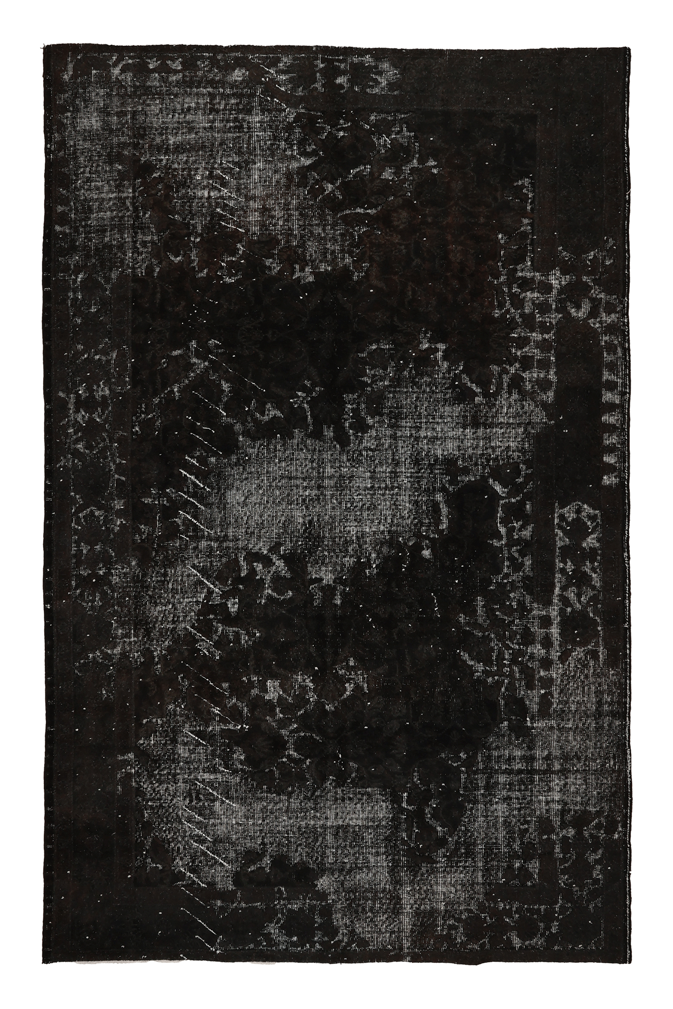 Vintage Isparta Turkish Area Rug 5x9 ft — Gray Overdyed (No. 39344)