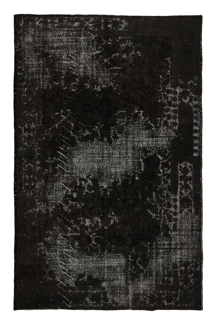 Vintage Isparta Turkish Area Rug 5x9 ft — Gray Overdyed (No. 39344)