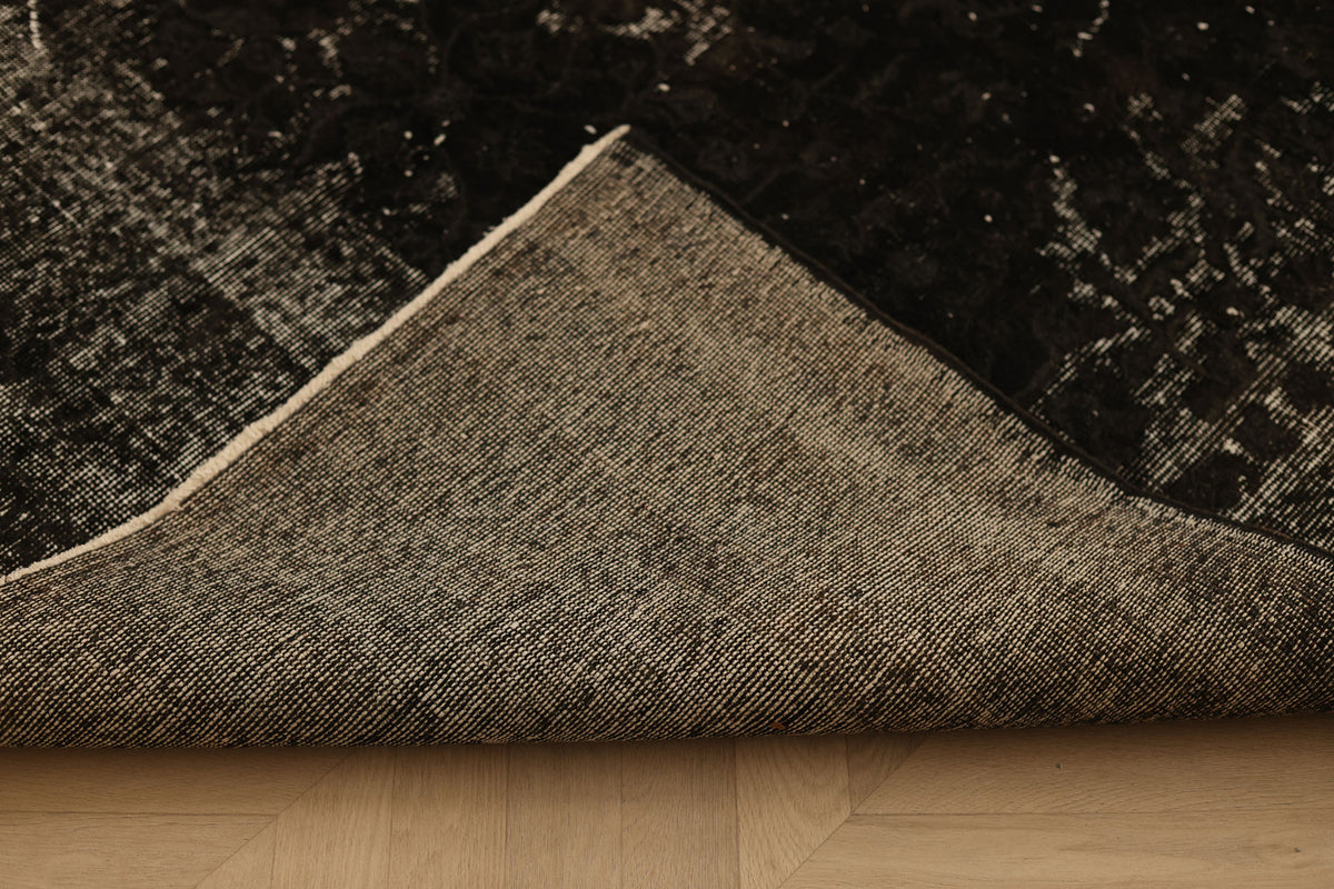 Vintage Isparta Turkish Area Rug 5x9 ft — Gray Overdyed (No. 39344)