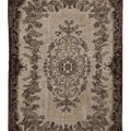 Vintage Isparta Turkish Area Rug 6x9 ft — Beige & Brown Floral (No. 39345)