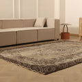 Vintage Isparta Turkish Area Rug 6x9 ft — Beige & Brown Floral (No. 39345)