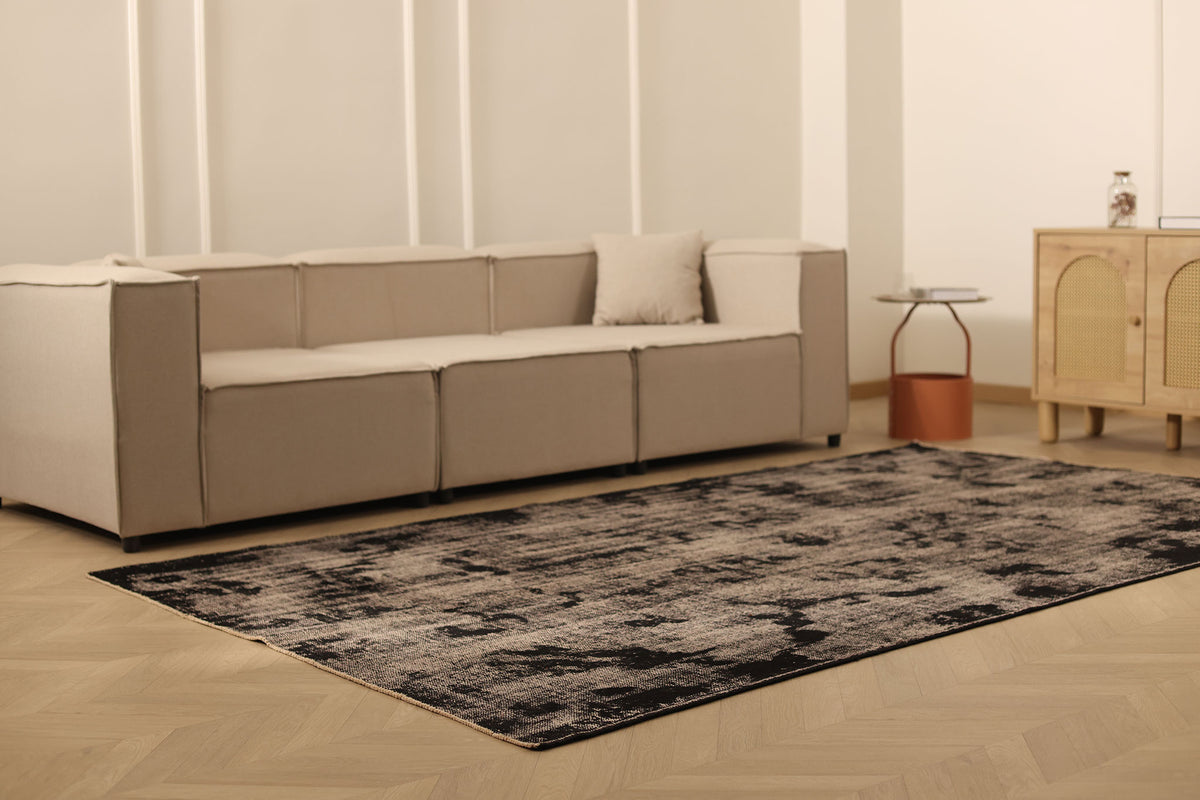 Vintage Manisa Turkish Area Rug 5x10 ft — Gray Distressed