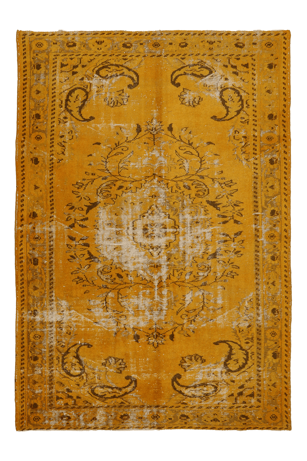 Vintage Manisa Turkish Area Rug 6x9 ft — Orange Overdyed (No. 39354)