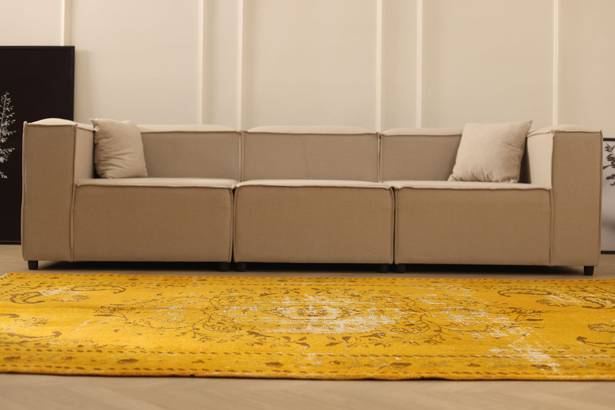 Vintage Manisa Turkish Area Rug 6x9 ft — Orange Overdyed (No. 39354)