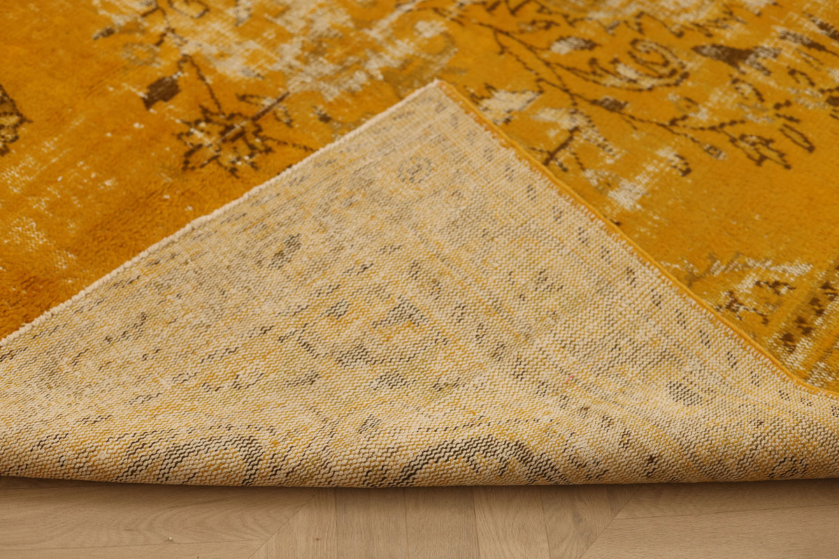 Vintage Manisa Turkish Area Rug 6x9 ft — Orange Overdyed (No. 39354)
