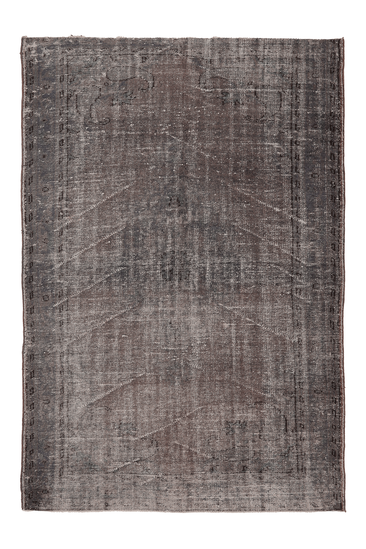 Vintage Manisa Turkish Area Rug 5x7 ft — Gray & Brown Overdyed