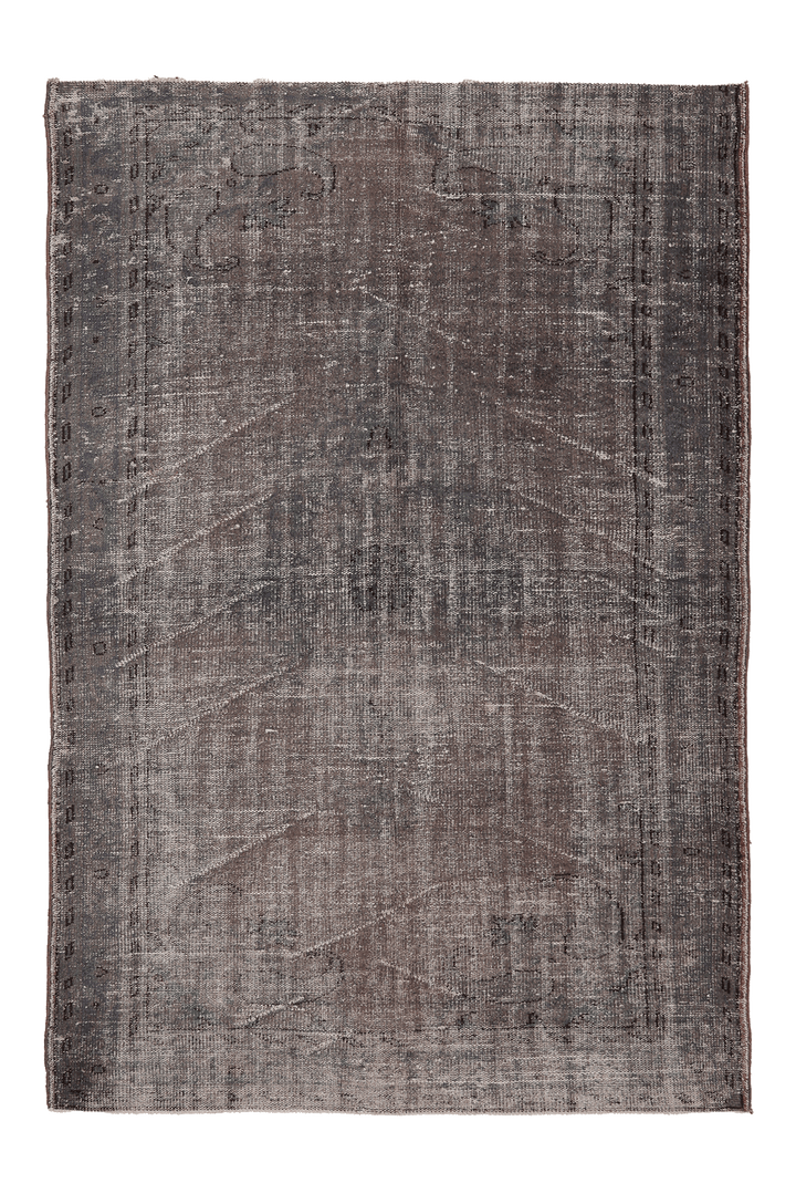 Vintage Manisa Turkish Area Rug 5x7 ft — Gray & Brown Overdyed