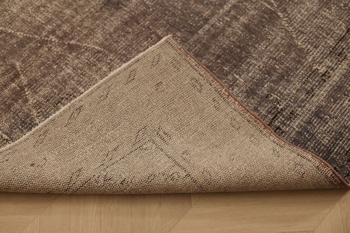 Vintage Manisa Turkish Area Rug 5x7 ft — Gray & Brown Overdyed