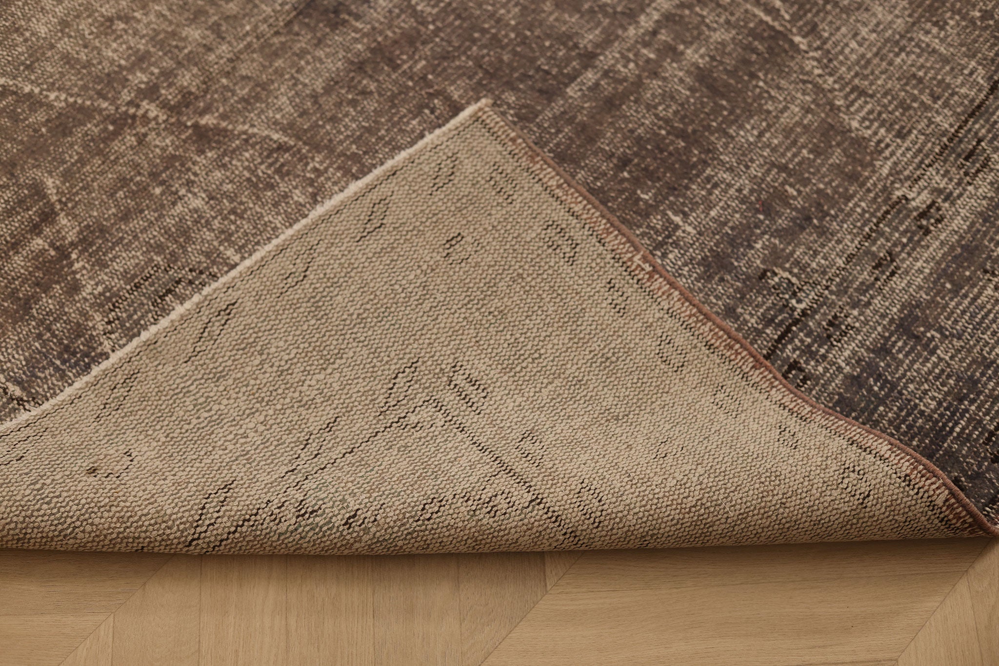 Vintage Manisa Turkish Area Rug 5x7 ft — Gray & Brown Overdyed