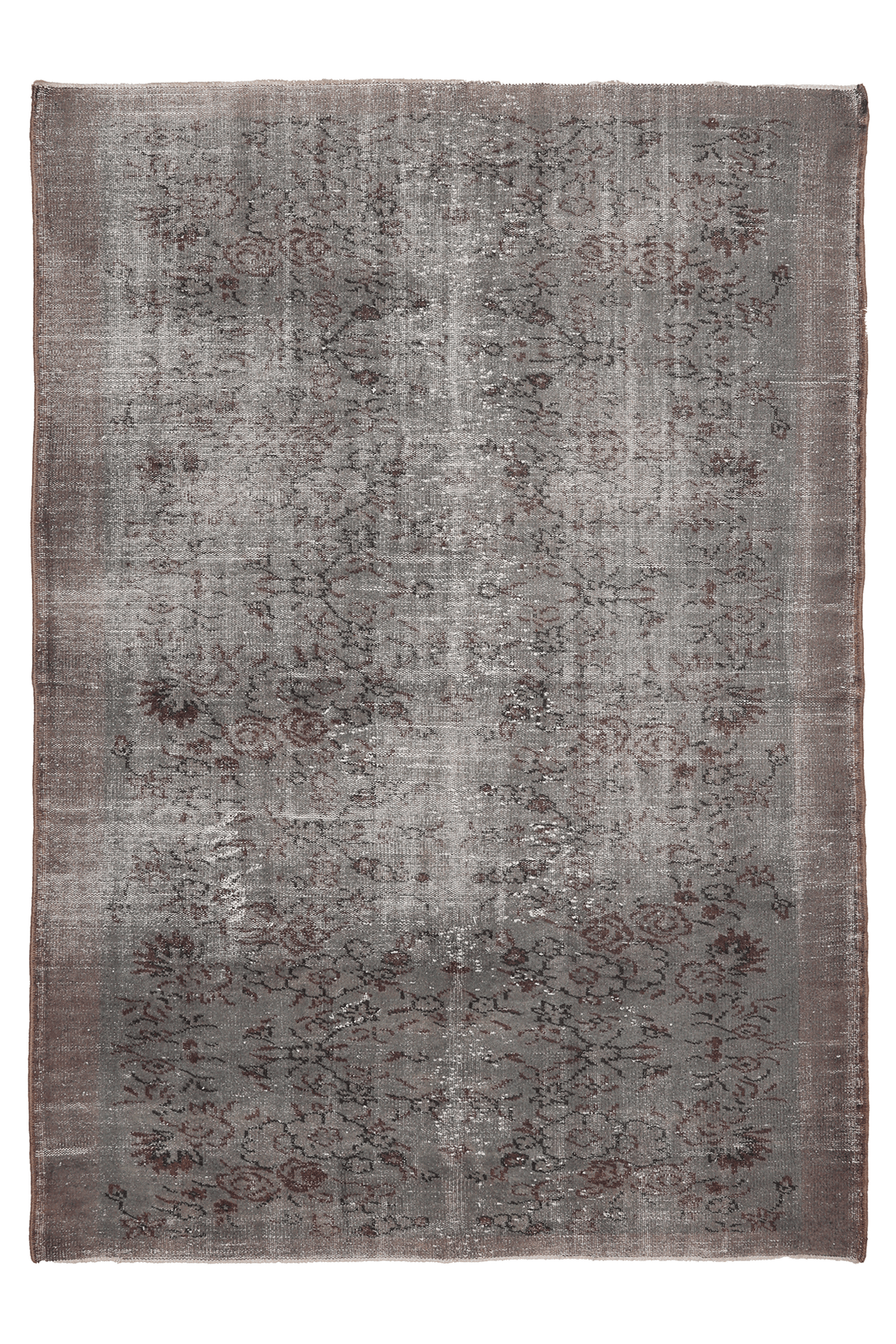 Vintage Manisa Turkish Area Rug 6x8 ft — Gray & Brown Distressed