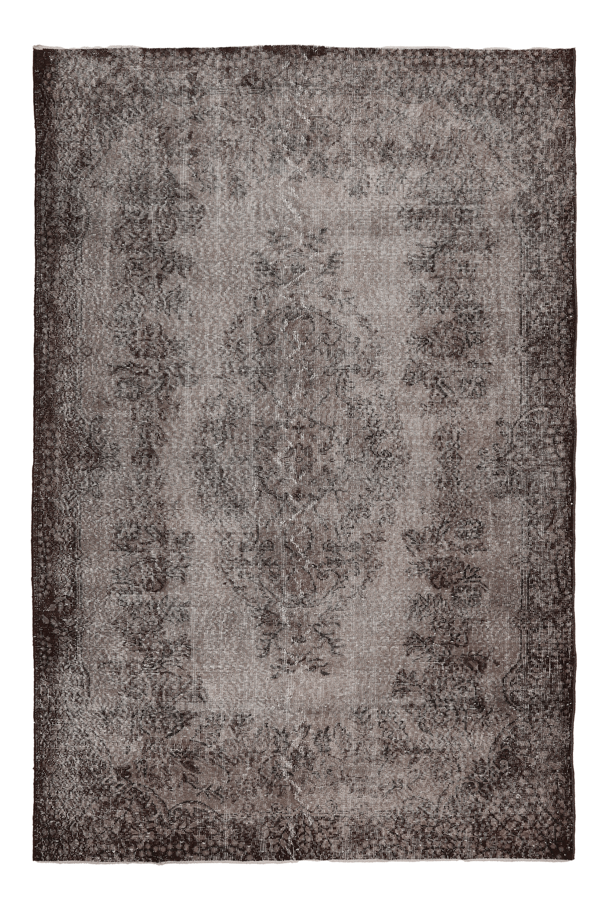 Vintage Isparta Turkish Area Rug 6x8 ft — Gray Overdyed