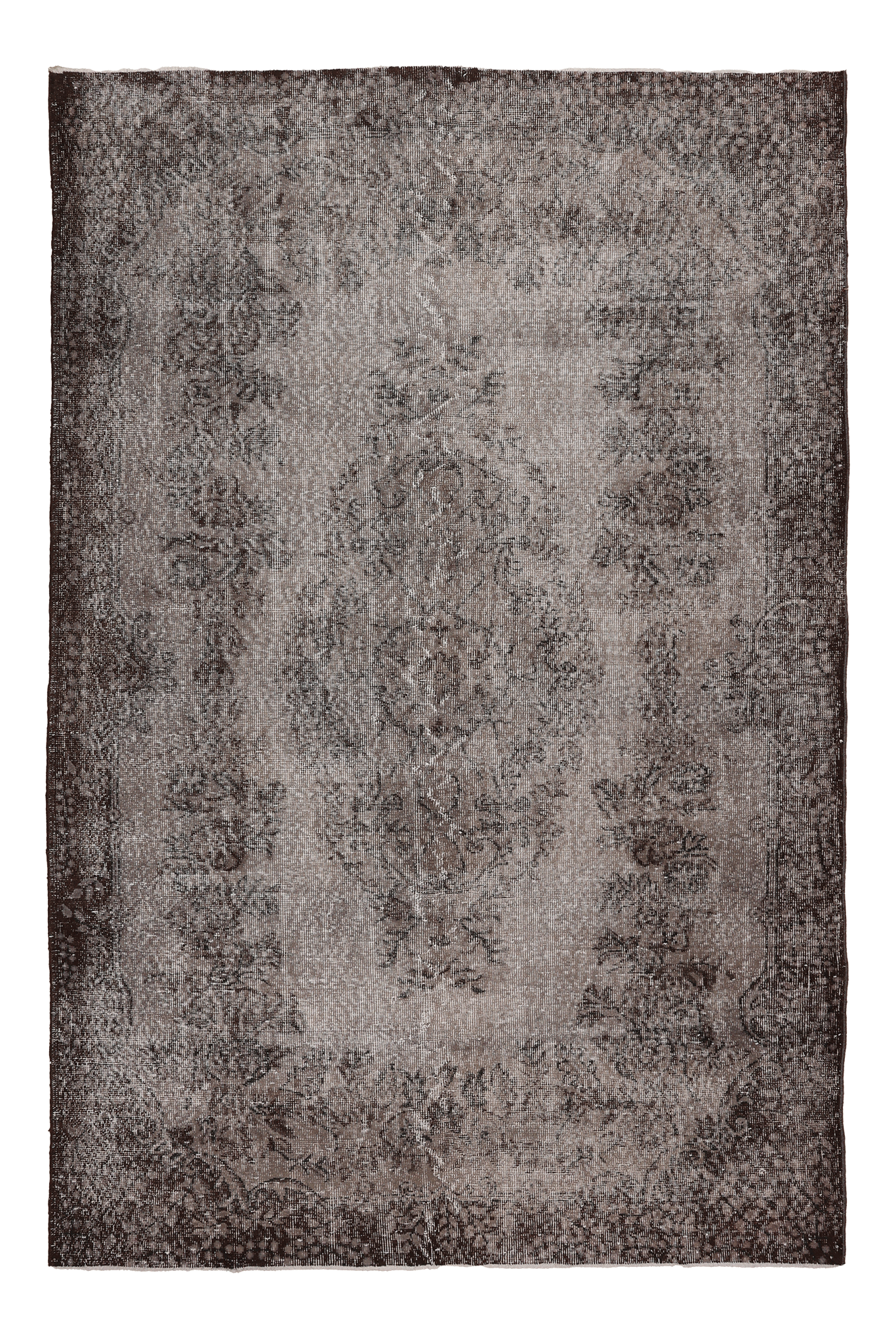 Vintage Isparta Turkish Area Rug 6x8 ft — Gray Overdyed