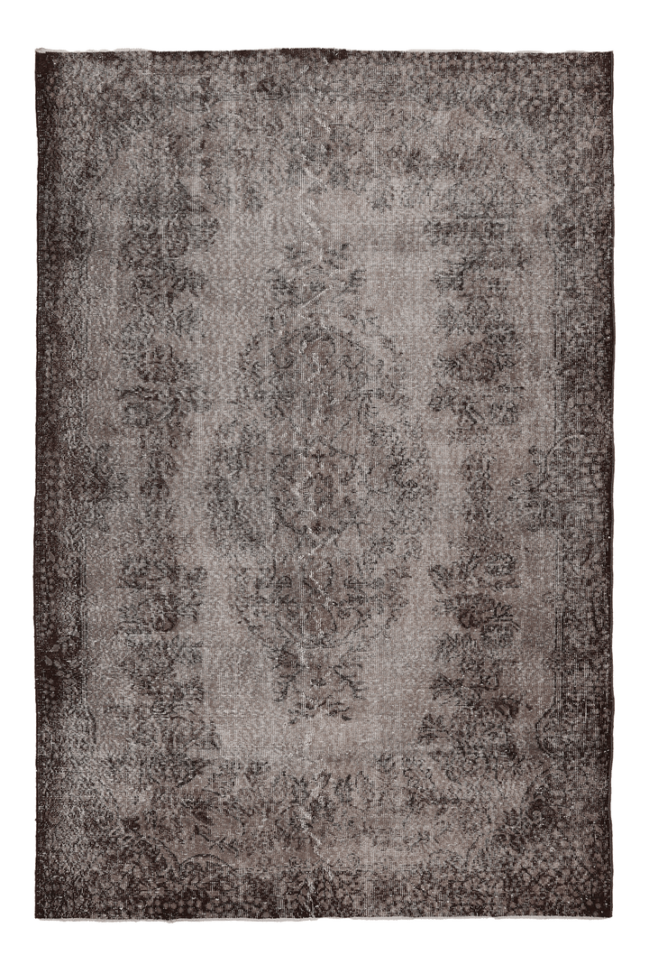 Vintage Isparta Turkish Area Rug 6x8 ft — Gray Overdyed