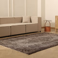 Vintage Isparta Turkish Area Rug 6x8 ft — Gray Overdyed