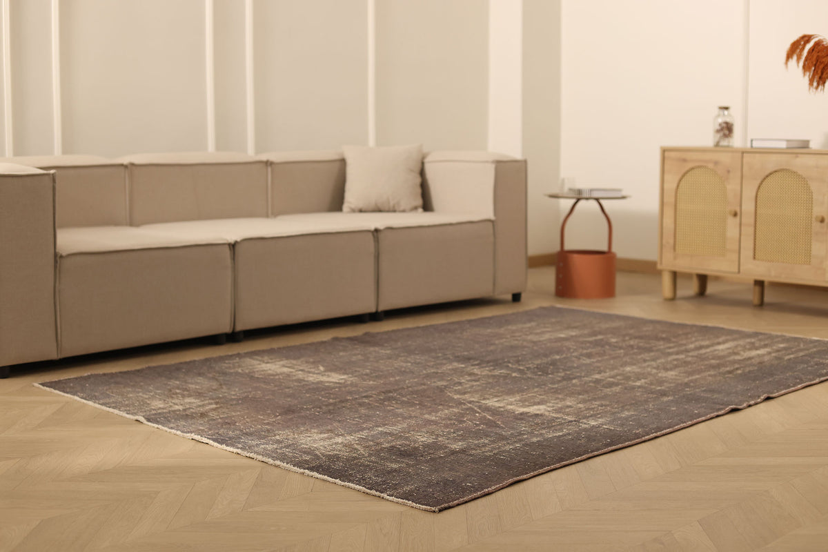Vintage Manisa Turkish Area Rug 6x8 ft — Brown Overdyed