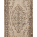 Vintage Isparta Turkish Area Rug 5x9 ft — Beige & Brown Floral (No. 39538)