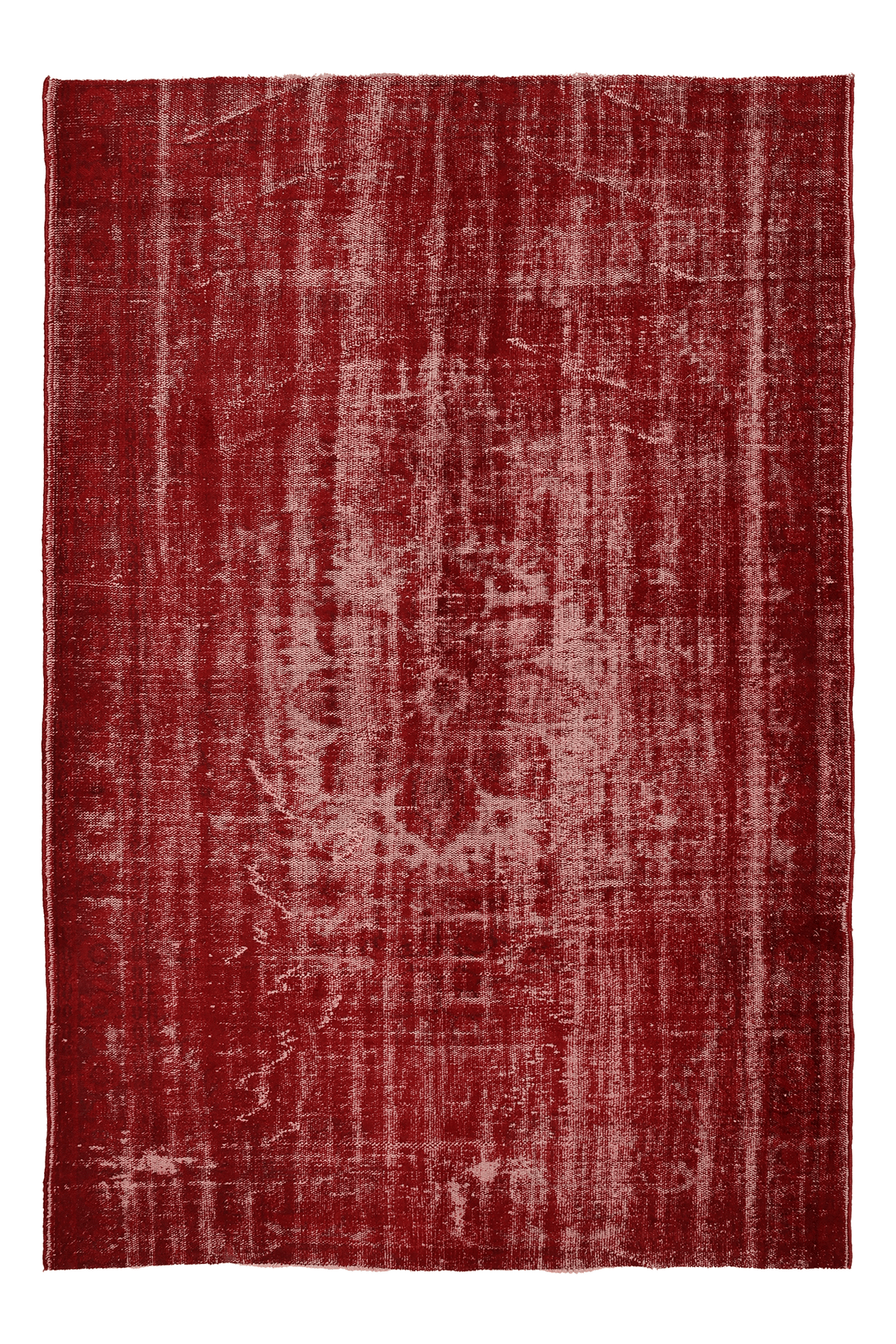 Vintage Manisa Turkish Area Rug 5x8 ft — Red Overdyed