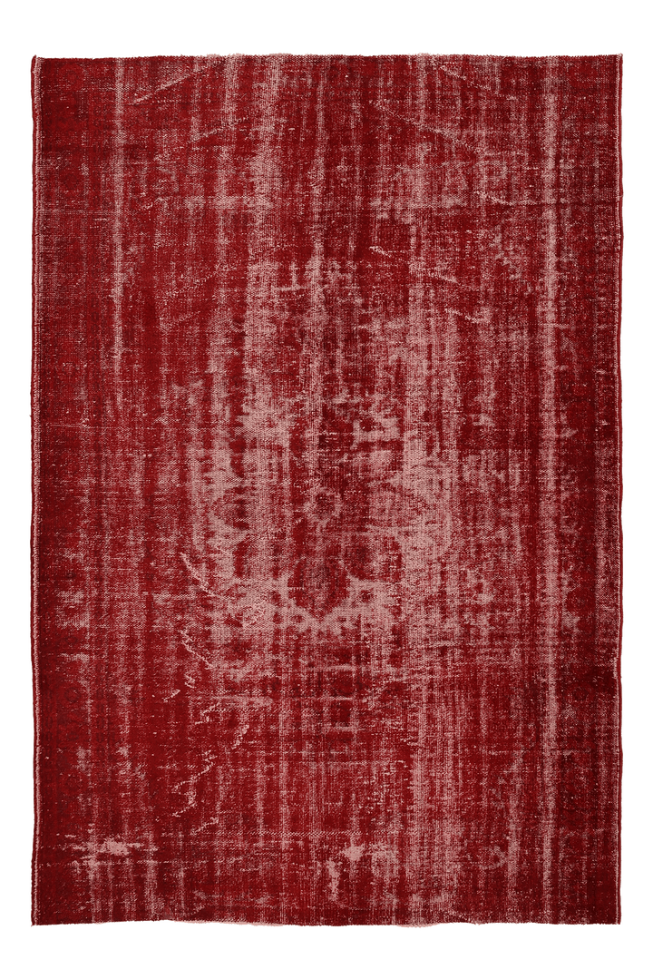 Vintage Manisa Turkish Area Rug 5x8 ft — Red Overdyed