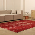 Vintage Manisa Turkish Area Rug 5x8 ft — Red Overdyed