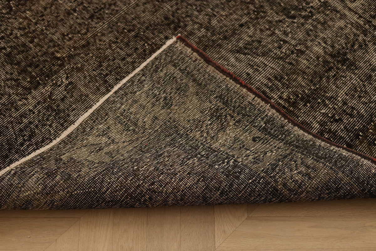 Vintage Isparta Turkish Area Rug 5x8 ft — Gray Overdyed (No. 39543)