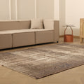 Vintage Manisa Turkish Area Rug 6x9 ft — Brown & Beige Distressed (No. 39549)