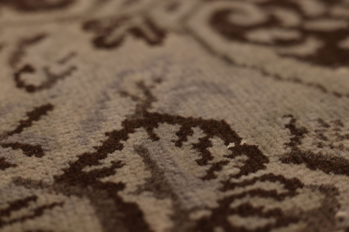 Vintage Isparta Turkish Area Rug 5x9 ft — Beige & Brown Floral (No. 39553)