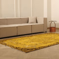 Vintage Isparta Turkish Area Rug 5x9 ft — Yellow & Brown Floral