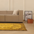 Vintage Isparta Turkish Area Rug 5x9 ft — Yellow & Brown Floral